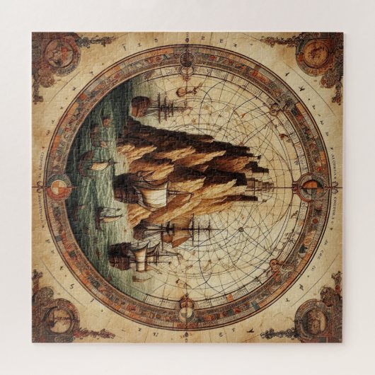 Oude Portugal Schepen Kaart 1 Legpuzzel (Horizontaal)