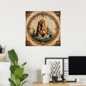 Oude Portugal Schepen Kaart 1 Poster (Thuiskantoor)