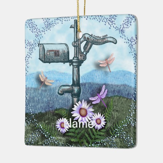 Oude postbus keramisch ornament (Links)