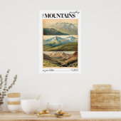 Oude Poster Berglandschap Retro Reis (Keuken)