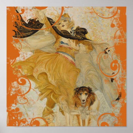 Oude Poster Collie Hond en Mode Diva (Voorkant)