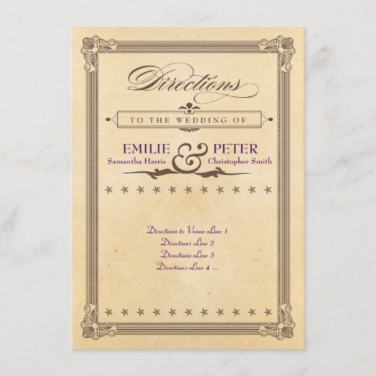 Oude Poster Crème & Bruine Huwelijks Richtingaandu Informatiekaartje (Voorkant)
