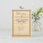 Oude Poster Crème & Bruine Huwelijks Richtingen Informatiekaartje (Staand voorkant)