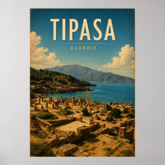 Oude poster De Romeinse ruïnes van Tipasa