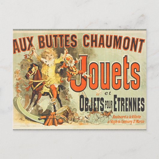 Oude Poster Franse Speelgoed Joets Vrienden Briefkaart (Voorkant)