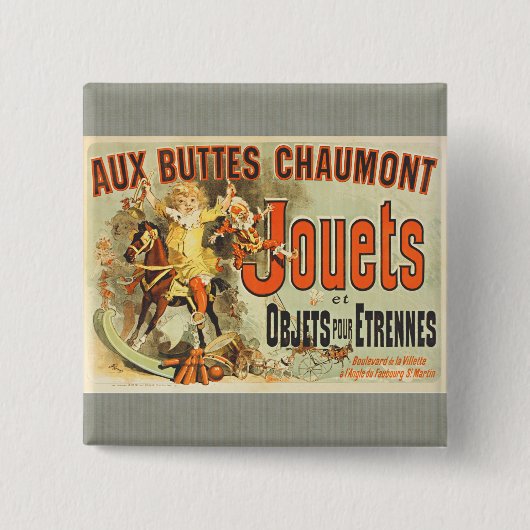 Oude Poster Franse Speelgoed Joets Vrienden Vierkante Button 5,1 Cm (Voorkant)