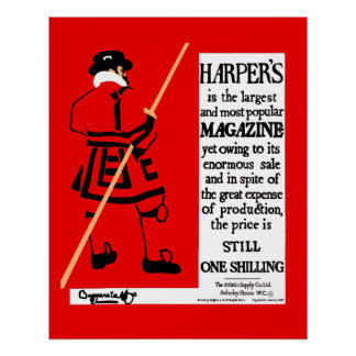 Oude Poster Harper's Magazine Beefeater