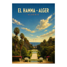 Oude Poster Jardin d'Essais El Hamma - Algiers