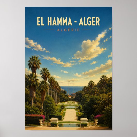 Oude Poster Jardin d'Essais El Hamma - Algiers (Voorkant)