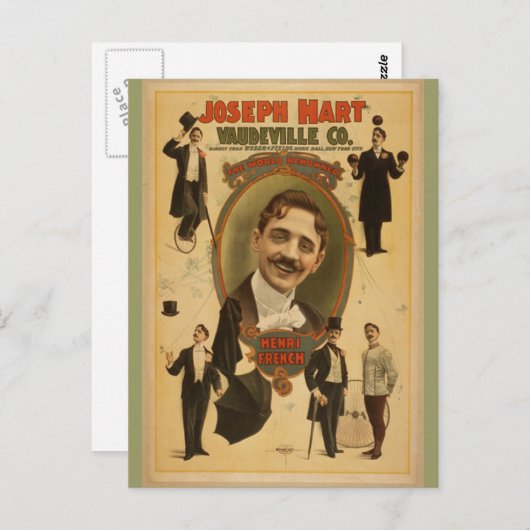 Oude Poster - Joseph Hart Vaudeville Co - 1899 Briefkaart (Voorkant / Achterkant)