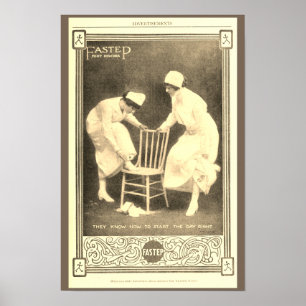Oude poster met advertentie voor verpleegstersscho
