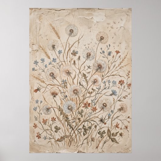 Oude Poster met Wilde Bloemen Botanische Afbeeldin (Voorkant)