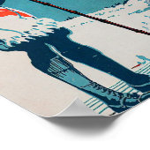 Oude poster Skiing 1924 in Montreal wintersport (Hoek)