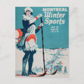 Oude poster Skiing 1924 in Montreal wintersport Briefkaart (Voorkant)