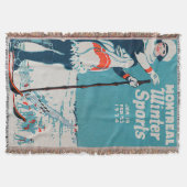 Oude poster Skiing 1924 in Montreal wintersport Deken (Voorkant)