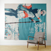 Oude poster Skiing 1924 in Montreal wintersport Wandkleed (In Situ (horizontaal))