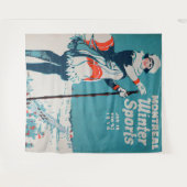 Oude poster Skiing 1924 in Montreal wintersport Wandkleed (Voorkant (horizontaal))