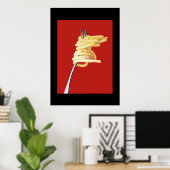 Oude Poster Spaguetti en Vork Rood (Thuiskantoor)