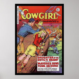 Oude Poster Strips Boekomslagen Cowgirl