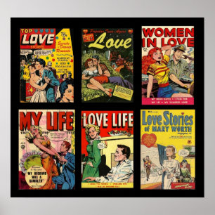 Oude Poster Strips Boekomslagen Liefdesverhalen