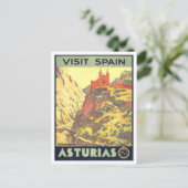 Oude poster van Asturië, Spanje, Reisposter Briefkaart (Staand voorkant)