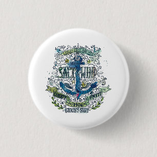 Oude Poster van de Anchor van de Zeilor Ronde Button 3,2 Cm