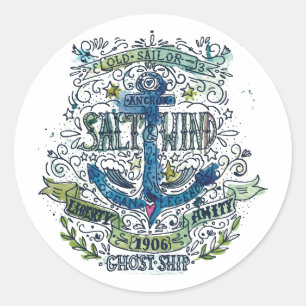 Oude Poster van de Anchor van Sailor Ronde Sticker