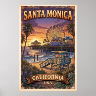 Oude poster van de Californische kustpier