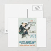 Oude Poster van de marine rond 1918 Briefkaart (Voorkant / Achterkant)