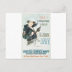 Oude Poster van de marine rond 1918 Briefkaart
