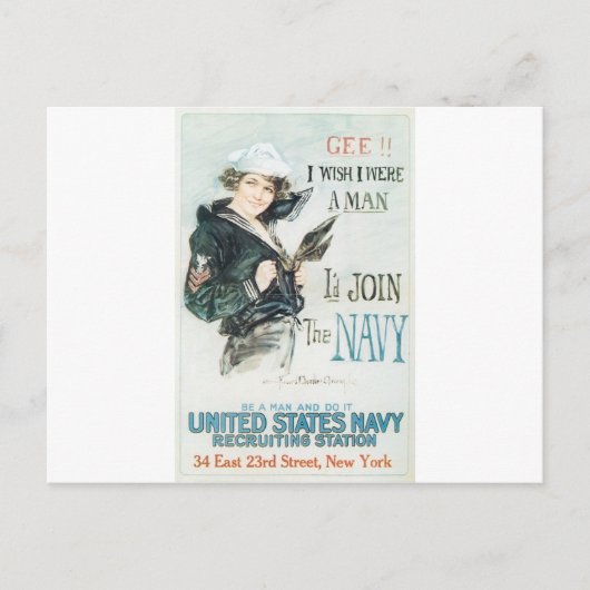 Oude Poster van de marine rond 1918 Briefkaart (Voorkant)