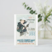 Oude Poster van de marine rond 1918 Briefkaart (Staand voorkant)