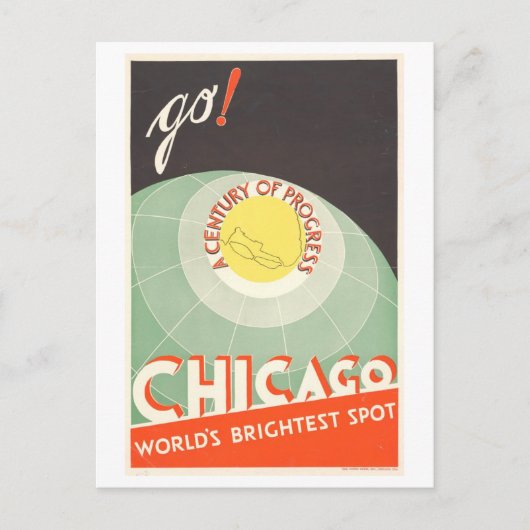 Oude poster van de Wereldtentoonstelling in Chicag Briefkaart (Voorkant)