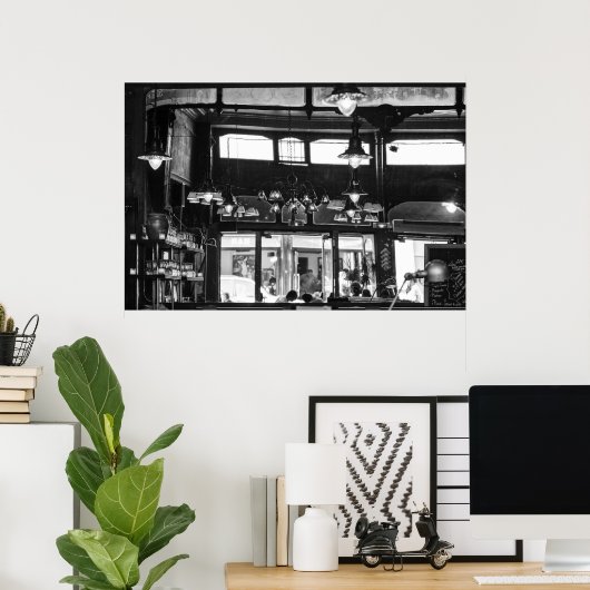 Oude Poster van het café in Parisian (Thuiskantoor)