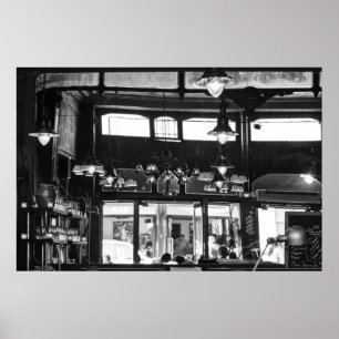 Oude Poster van het café in Parisian