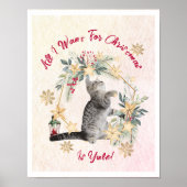 Oude Poster van Kerstkat met Kerstkrans (Voorkant)
