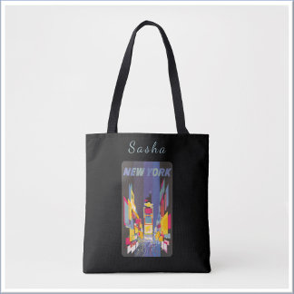 Oude poster van Times Square in New York Tote Bag