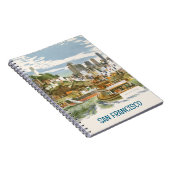 Oude poster voor reizen naar San Francisco Bay Fer Notitieboek (Rechterzijde)