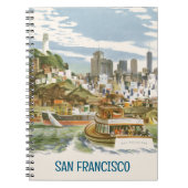 Oude poster voor reizen naar San Francisco Bay Fer Notitieboek (Voorkant)