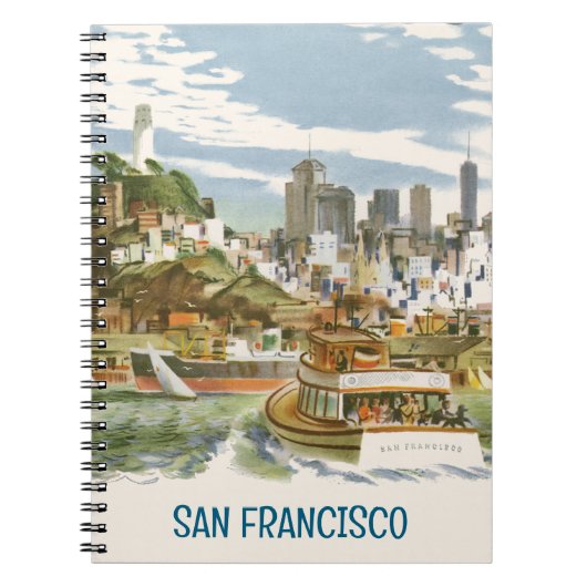 Oude poster voor reizen naar San Francisco Bay Fer Notitieboek (Voorkant)