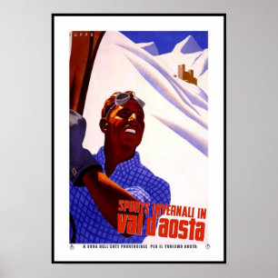 Oude Posterprint Invernali Val D'Aosta Italië Poster