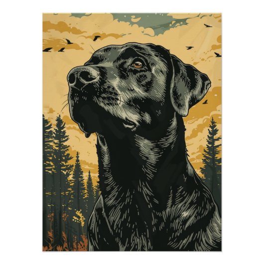 Oude Posters van Zwarte Labrador Retrievers (Voorkant)