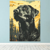 Oude Posters van Zwarte Labrador Retrievers Canvas Afdruk (Insitu (Houten vloer))