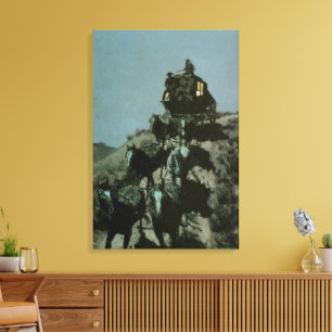Oude Postkoets van de Vlakten van Remington Canvas Afdruk