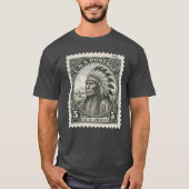 Oude Postzegel Indiaans Hoofdling T-shirt (Voorkant)