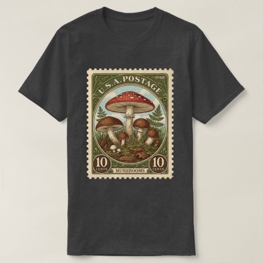 Oude Postzegel Paddenstoelen T-shirt (Design voorkant)