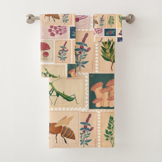 Oude postzegels  patroon voor mama 60s bad handdoek (Insitu)