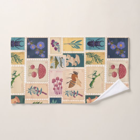 Oude postzegels  patroon voor mama 60s bad handdoek (Handdoek)