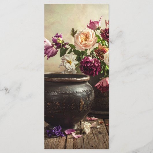 Oude pot met bloemen menu (Voorkant)
