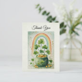 Oude pot met goud en regenboog Bedankt Briefkaart (Staand voorkant)